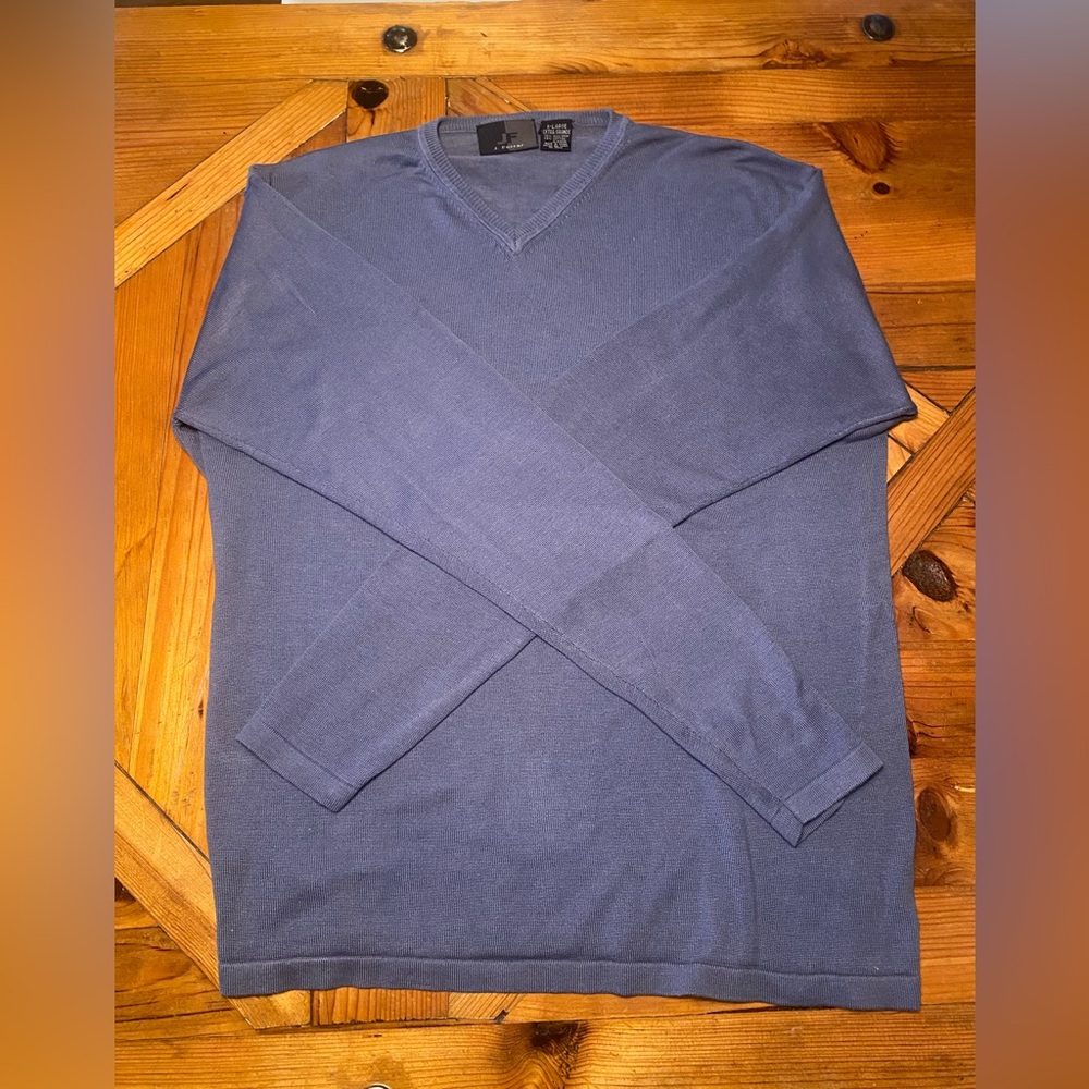 Men's Blue V-Neck Sweater